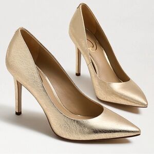 Sam Edelman Gold Metallic Crack Lea Hazel Heels